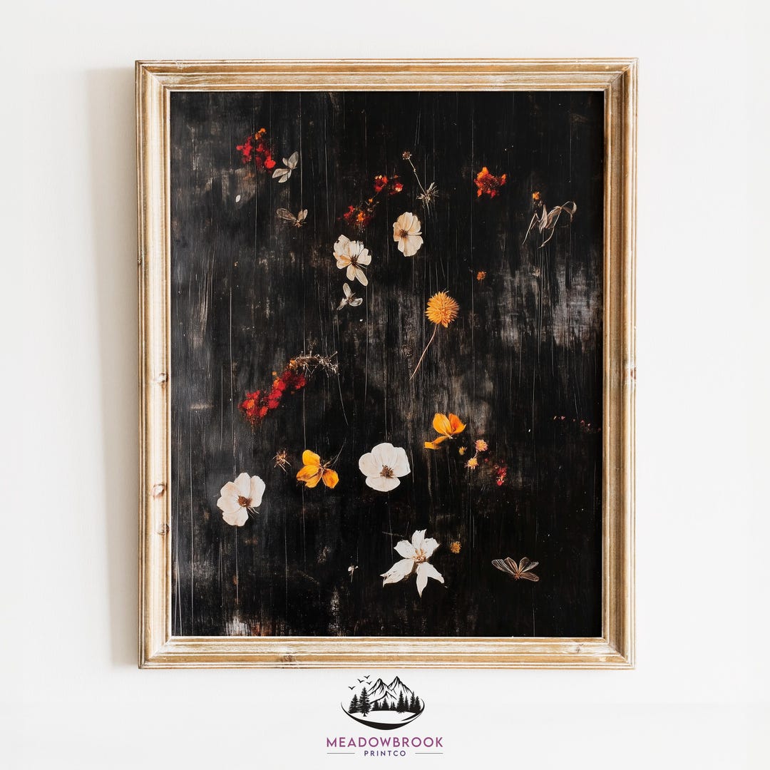 Printable Vintage Still Life With Dried Flowers and Moth Wings, Rustic ...