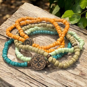 Orange Stretchy Beaded Bracelets