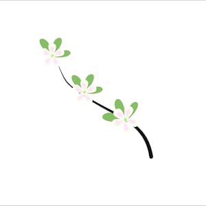 Clip Art Cherry Apple Blossom Flower Sprig  PDF SVG JPG files