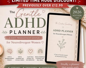 ADHD Digital Planner for GoodNotes | Gentle Productivity Planner | Neurodivergent Wellness | Hyperlinked iPad