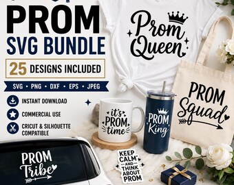 Prom SVG Bundle | 25 Designs, Prom Queen, Squad (Instant Download)
