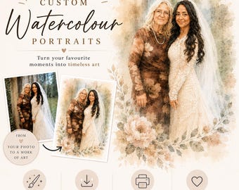 Custom Watercolour Portrait from Photo | Wedding Anniversary Family Gift (Digital File)