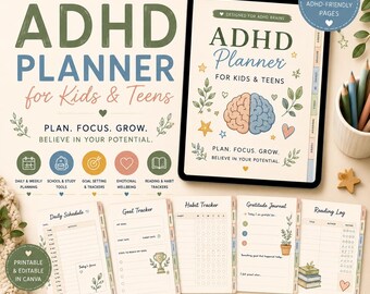 ADHD Planner for Kids | Printable Daily Routine & School Workbook (Digital Download)
