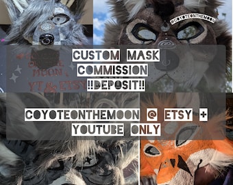 PERSONALIZADO (¡SOLO DEPÓSITO!) - Máscara peluda personalizada estilo animal therian. Hecha a pedido, cualquier especie.