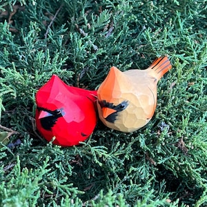 Nördliche Kardinalvogel Ornamente | Handgefertigte Vogelfiguren aus Holz | Kardinal Ornamente | Weihnachtsgeschenke