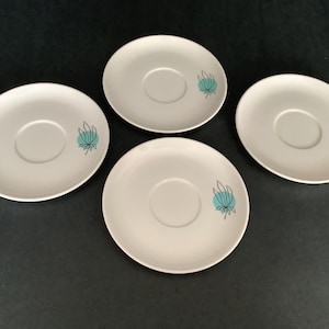 Mid Century Modern Melmac Saucers Brookpark Turquoise Pattern - Set of 4