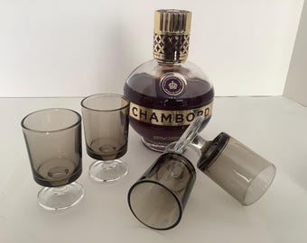 Copos de shot com haste esfumaçada Luminarc France Mid Century Modern ~ Conjunto de 4