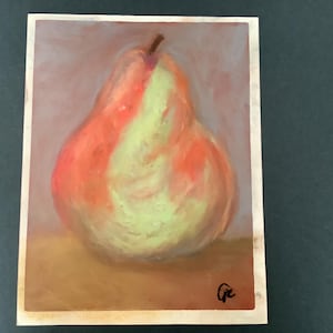 Original Signed  and Framed Charcoal Pear Drawing w/ Matting