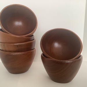 Handmade Teak Salad Snack Bowls ~ Set of 6