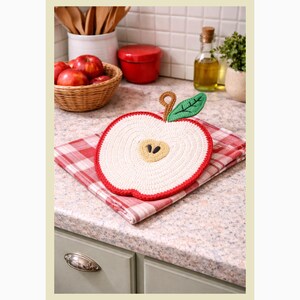 Patrón de agarradera de ganchillo de manzana vintage