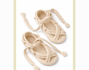 Patrón de sandalias de playa a crochet (tallas pequeña, mediana y grande)