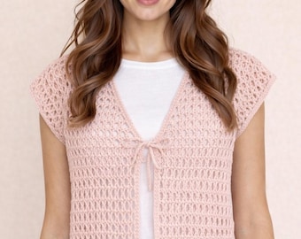 Patrón de cárdigan de malla de ganchillo – Cárdigan ligero de encaje para verano (PDF)