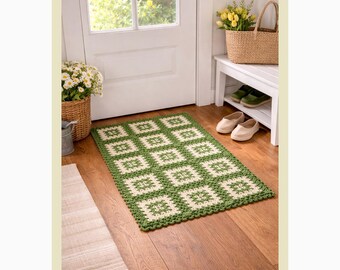 Patrón de alfombra de crochet en racimo, alfombra cuadrada modular