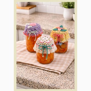 Motifs vintage de cache-pot au crochet avec perles - Décoration de cuisine florale Cottagecore (Modèle PDF)