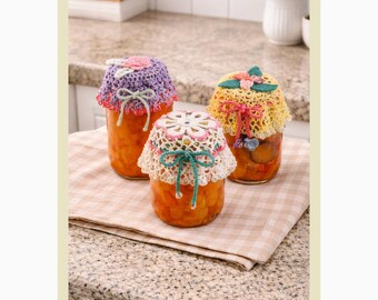 Patrones vintage de fundas de tarro de ganchillo con cuentas – Decoración de cocina estilo cottagecore floral (Patrón en PDF)