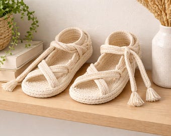 Patrón de sandalias de playa a crochet (tallas pequeña, mediana y grande)