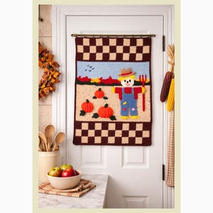 かぎ針編みのかかし壁掛けパターン、ヴィンテージ風ファームハウス風秋の装飾（PDFパターン）