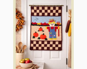 Patrón de espantapájaros de ganchillo para colgar en la pared, decoración otoñal de estilo rústico vintage (patrón en PDF)