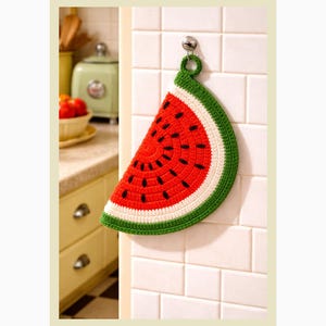 Virkade grytlappar av vintagevattenmelon