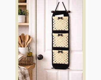 Patrón de organizador de correo de ganchillo vintage, organizador de pared estilo granja con bolsillo (PDF)