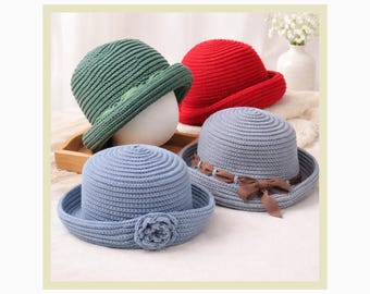 Patrón de sombrero cloche de ganchillo, estilo flapper vintage, roseta con borde doblado (patrón en PDF)