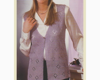 Patrón en PDF de chaleco de ganchillo calado, top de verano estilo boho vintage, cárdigan ligero