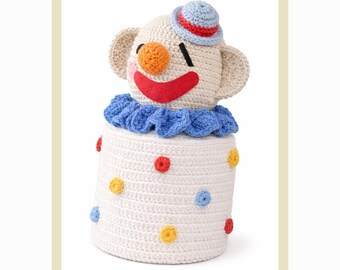 Patrón de funda de pañuelo de payaso de crochet para decoración de baño retro