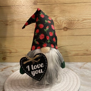 Gnome gift for love Gnome gift for grandmother gnome gift gnome with rose Gnome with heart Gift for gnome lover Love Gnome anniversary gift