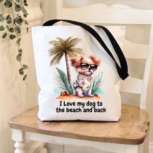 Bolsa de playa con temática de perro para viaje, guardería, playa, regalo para mamá canina, regalo de cumpleaños de verano
