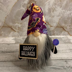Halloween gnome candy themed decor trick or treat gnome for halloween tier tray fun Halloween gift for gnome lover