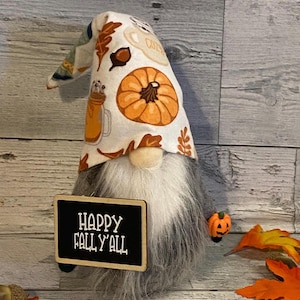 Fall Gnome tiered tray decor gnome with acorns and leaves give thanks gnome plush Autumn birthday gift gnome lover