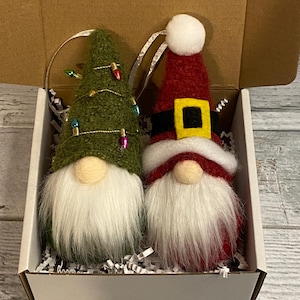 Gnome plush ornament set of 2 gnome Christmas ornaments holiday tree decoration christmas ornament exchange gift for grandmother