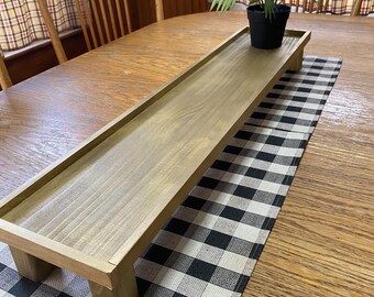 Easter wood centerpiece tray riser kitchen table decoration fireplace mantal long tray with legs country tray island decor display stand