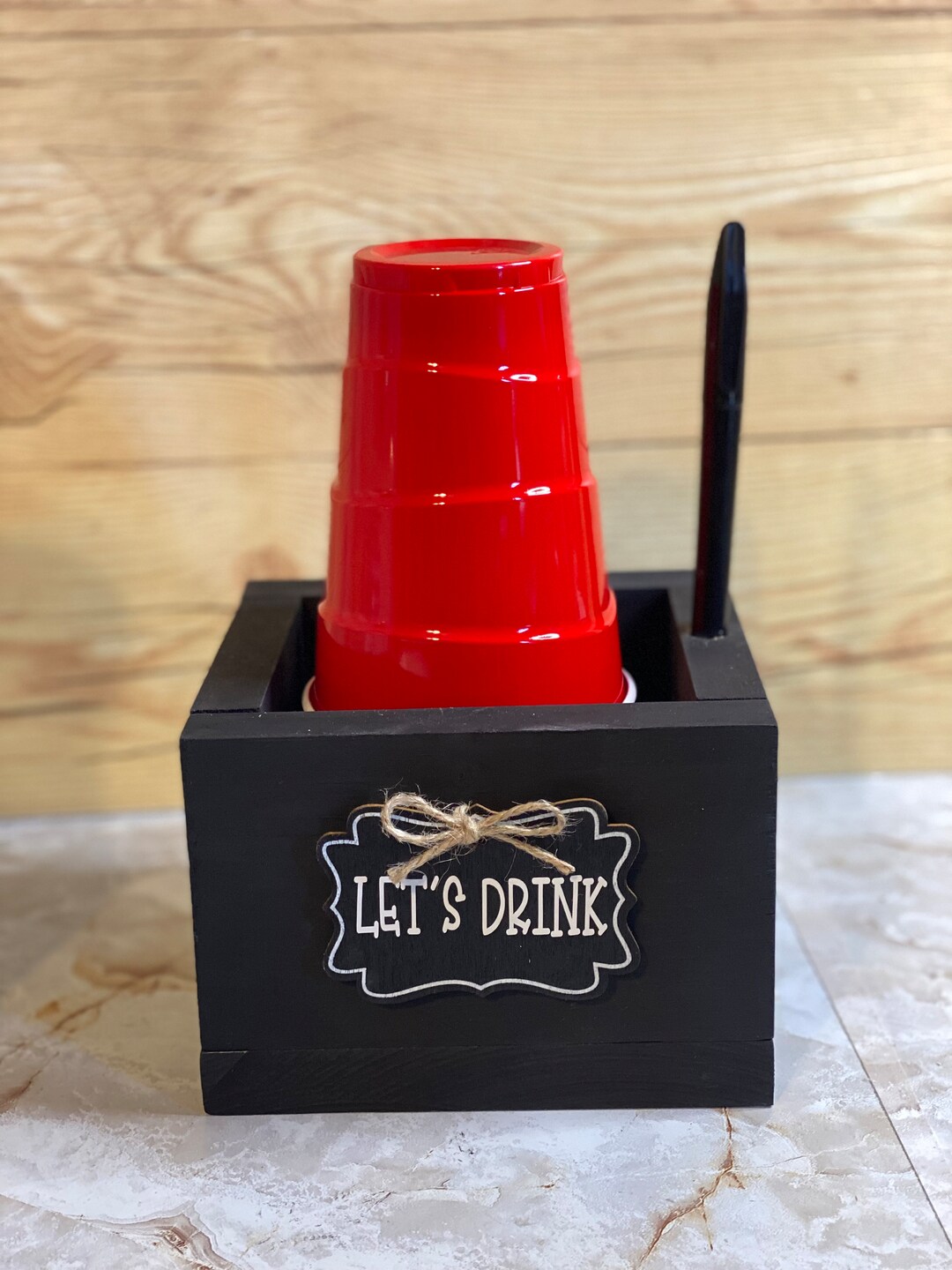Cup and Marker Holder Black Wood Party Cup Holder Cup Etsy