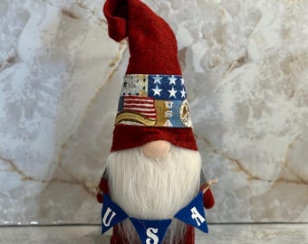 America Patriotic Gnome usa plush patriotic gnome red white blue gnome 4th of July gnome 4th of July decor Americana tier tray decor