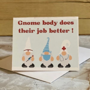 Tarjeta de agradecimiento para enfermeras con descarga instantánea, tarjeta de agradecimiento para enfermeras, tarjeta para cuidadores, tarjeta de agradecimiento para asistentes de salud, tarjeta para enfermeras, tarjeta para enfermeras con gnomos