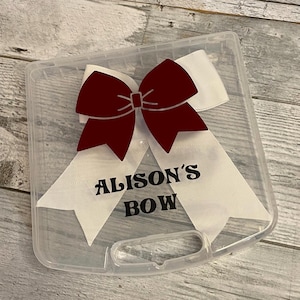 Cheerleader Bow Box for cheer competition bow holder for cheer practice, bow protective plastic box cheerleading personalized birthday gift
