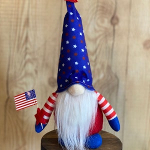 Patriotic Gnome Gnomes With Flags Red White Blue Gnomes - Etsy