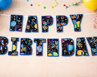 Custom happy birthday banner decoration birthday party sign child  garland style wall hanging