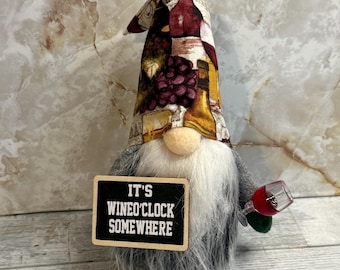 Wine themed gnome with wine lover gift for gnome lover collector home alcohol bar decor wine enthusiast gift for wine lover friend