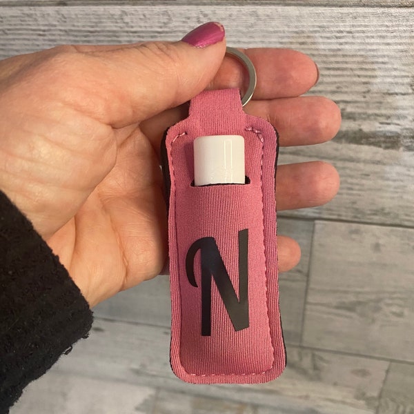 Personalized keychain chapstick case keychain backpack personalized lip balm keychain  crossbody key ring chapstick holder lip care case