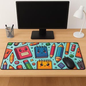 large Teacher Desk Mat for mouse pad School Supplies print teacher long desk mat for back to school desk decor for teacher thank you gift