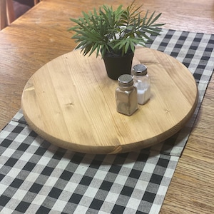Large 18 inch Raised lazy Susan Rotating wood round turntable centerpiece 18 inch diameter kitchen table circular tray for kitchen island