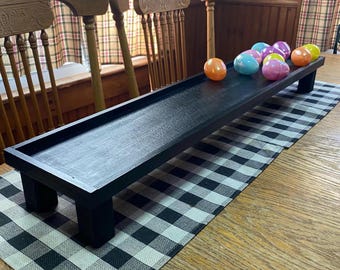 long wood raised rectangular tray for kitchen island holiday centerpiece fireplace mantal tray with legs country wood tray for kitchen decor