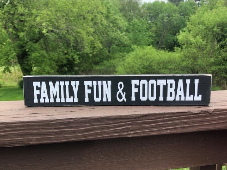football-wood-sign-family-fun-football-sign-football-shelf-etsy