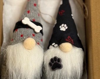 Dog mom gift gnome plush ornament set of 2 gnome Christmas ornament holiday tree decor dog lover gift ornament exchange gift grandmother