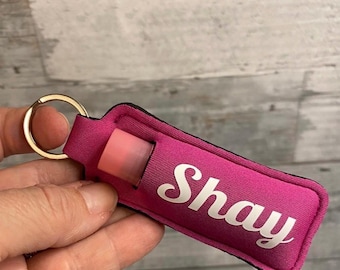 Personalize chapstick lip balm holder keychain kid backpack personalize lip balm teacher lanyard keychain chapstick holder lip care case