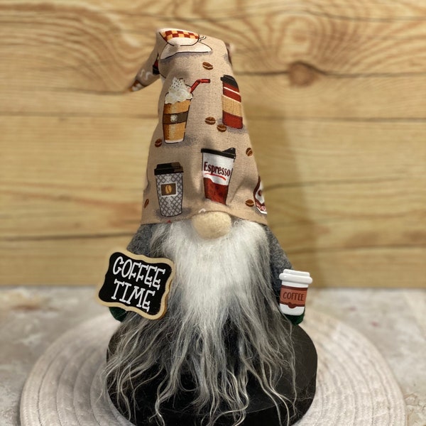 Coffee Gnome coffee bar decor morning gnome with coffee tier tray gnome coffee lover gift coffee bar gnome coffee shop decor coffee gift