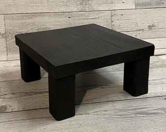 Tall black riser square riser with tall legs pedestal  wood pedestal tray riser plant wood stand riser for lamp, large wood candle stand