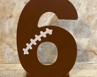 Football wood numbers football party decor football party photo shoot  birthday boy table football number centerpiece 1st baby photo prop